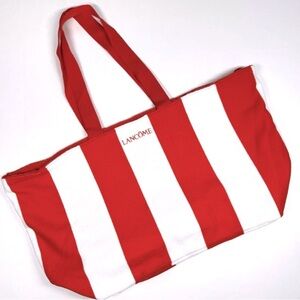 Lancôme Beach Towel Tote Bag Orange And White - 15”x13”x7”- New In Package